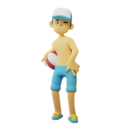 Niño Trae Voleibol  3D Illustration