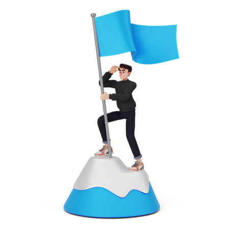 Niño único que logra su objetivo.  3D Icon