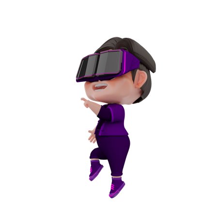 Niño usando gafas vr  3D Illustration