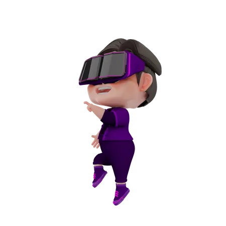 Niño usando gafas vr  3D Illustration