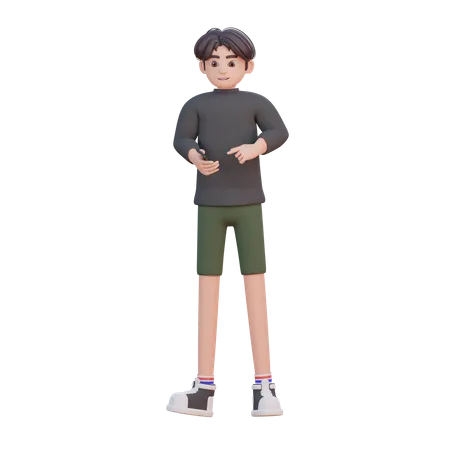 Niño usando movil  3D Illustration