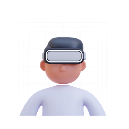 Niño usando tecnología de realidad virtual  3D Icon