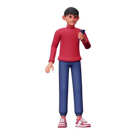 Niño usando el teléfono  3D Illustration