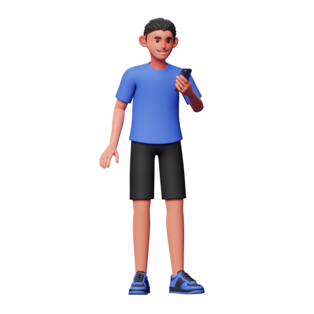 Niño usando el teléfono  3D Illustration