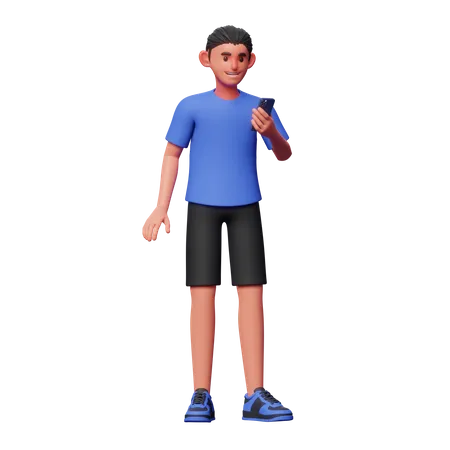 Niño usando el teléfono  3D Illustration