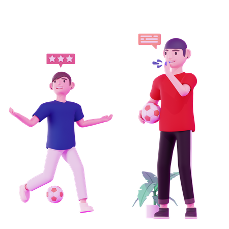 Niños jugando futbol  3D Illustration
