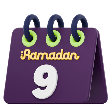 Ninth Day Of Ramadan Calendar Ramadan Celebration  3D Icon