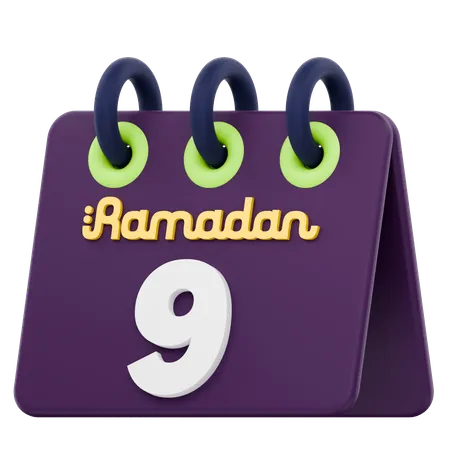 Ninth Day Of Ramadan Calendar Ramadan Celebration  3D Icon