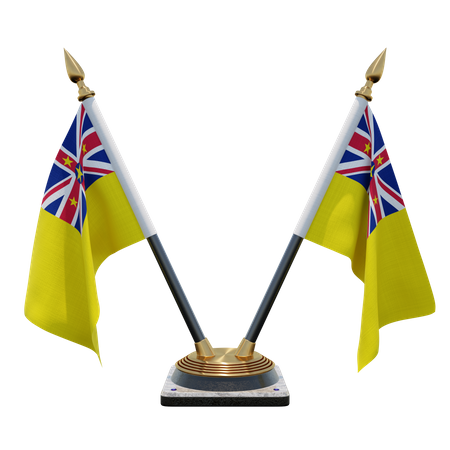 Porte-drapeau double bureau niue  3D Flag