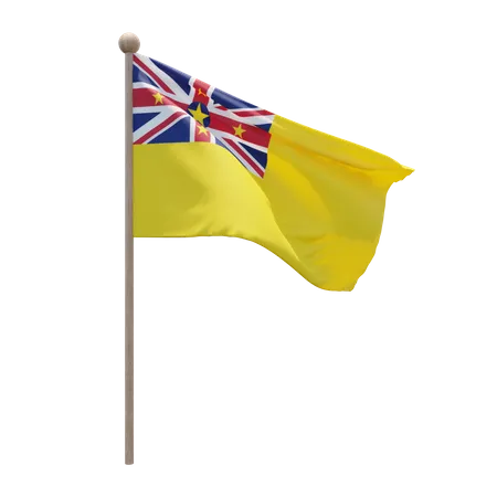 Niue-Fahnenmast  3D Flag