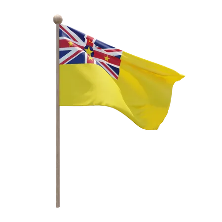 Niue Flag Pole  3D Flag