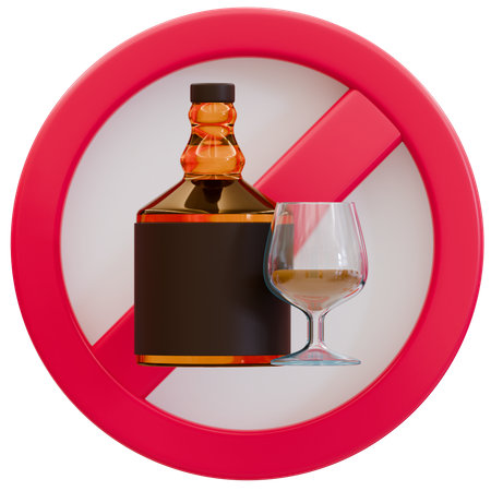 No Alcohol Allowed Sign  3D Icon