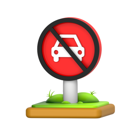 NO Car Sign  3D Icon