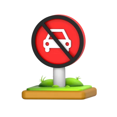 NO Car Sign  3D Icon