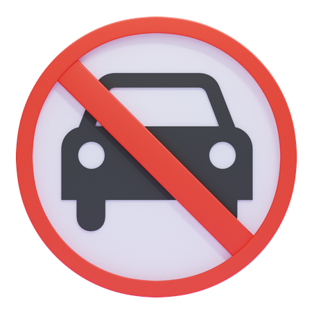 No Cars Allowed Sign  3D Icon