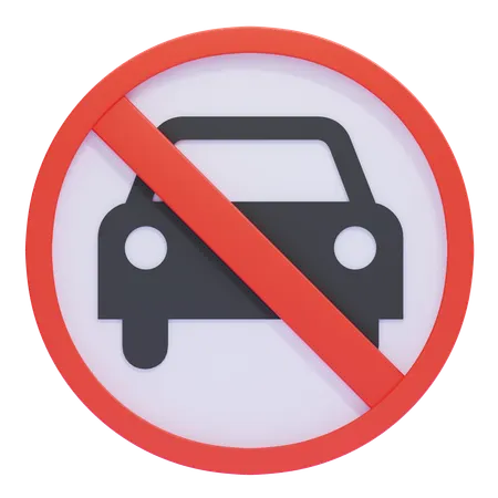 No Cars Allowed Sign  3D Icon
