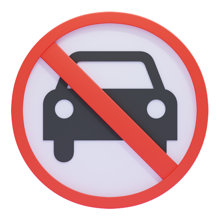 No Cars Allowed Sign  3D Icon
