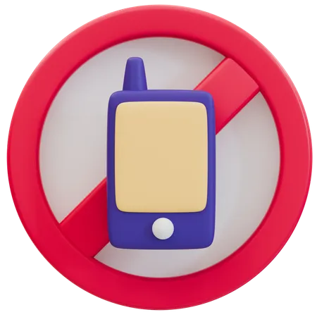 No Cellphone Usage Allowed Sign  3D Icon