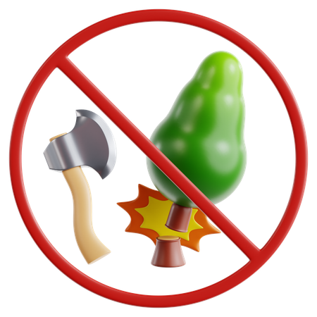 No Deforestation  3D Icon