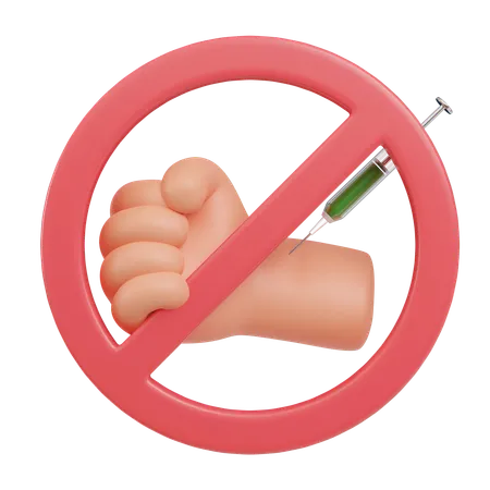 No Drugs Sign With Hand And Syringe Concept Of Drug Prohibition 3 D Icon Narcotics Illustration 3D Icon