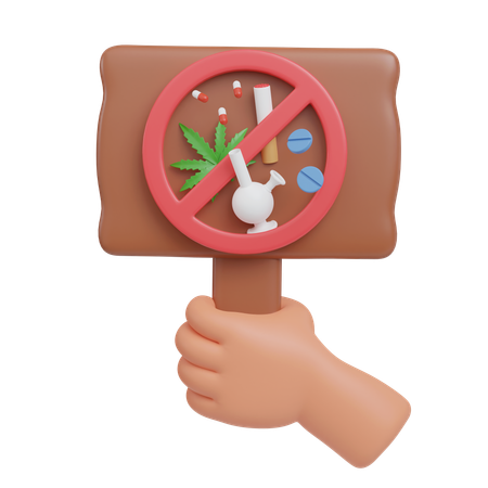 薬物禁止の看板  3D Icon