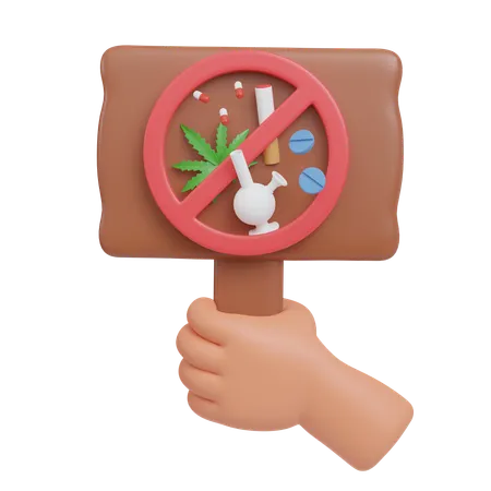 No Drugs Signboard  3D Icon