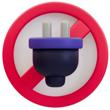 No Electrical Plug Allowed Sign  3D Icon