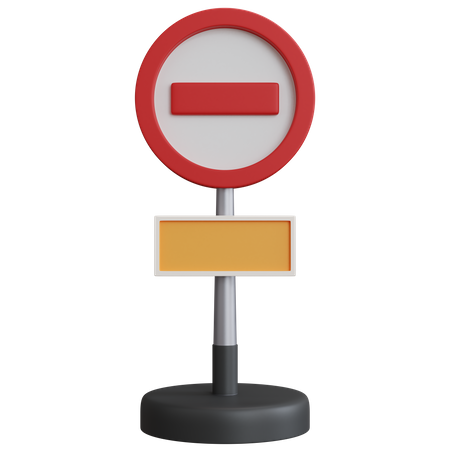 No Entry Sign With Pole  3D Icon