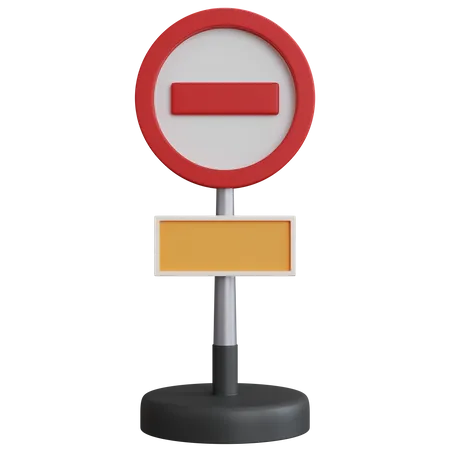 No Entry Sign With Pole  3D Icon