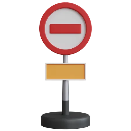 No Entry Sign With Pole 3D Icon