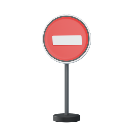 No entry traffic pole  3D Illustration