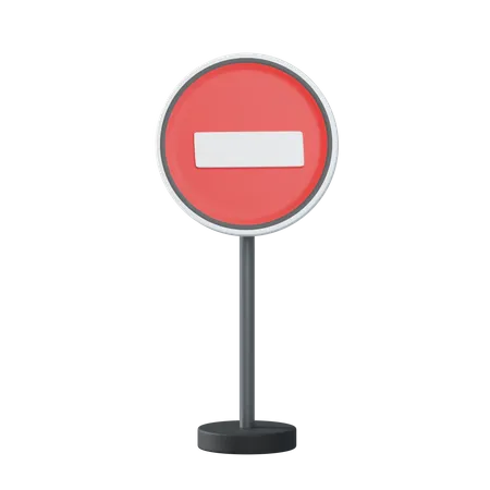 No entry traffic pole  3D Illustration