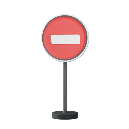 No entry traffic pole 3D Illustration
