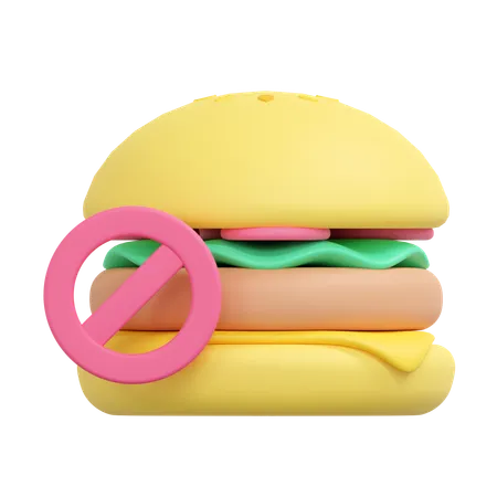 No Fast Food Illustration 3D Icon