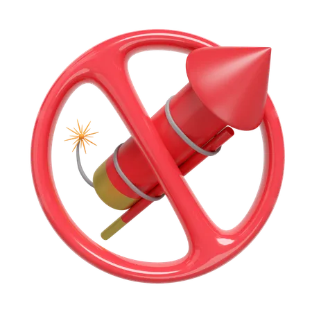 3 D Sign Prohibiting Lighting Firework 3 D Render Illustration 3D Icon