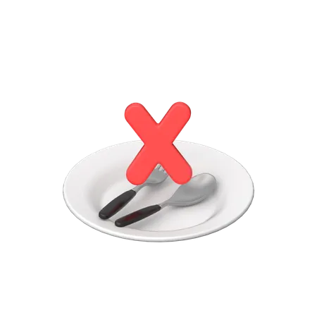 A 3 D Icon Depicting A Crossed Out Plate Symbolizing Fasting Abstinence Or Dietary Restrictions Commonly Observed In Various Cultures And Religions 3D Icon