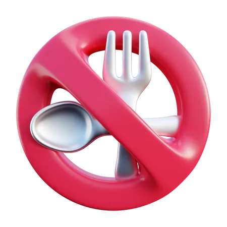No Food Icon Sign 3D Icon