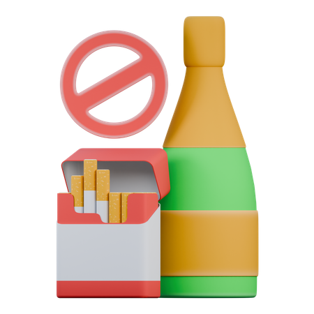 No fumar y alcohol  3D Icon