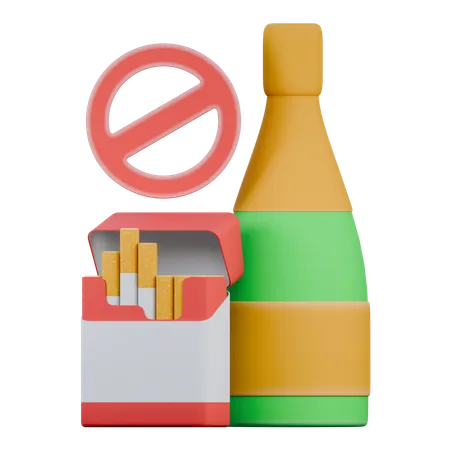 No fumar y alcohol  3D Icon