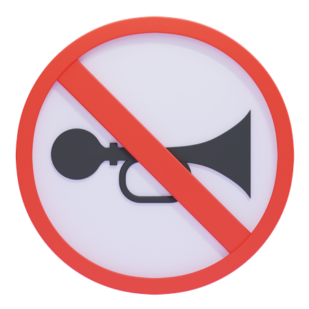 No Horn Traffic Sign  3D Icon