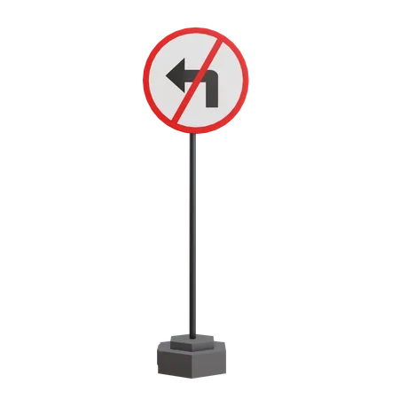 No Left Turn  3D Icon
