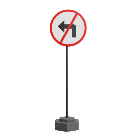 No Left Turn  3D Icon