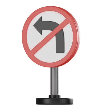 No left turn  3D Icon