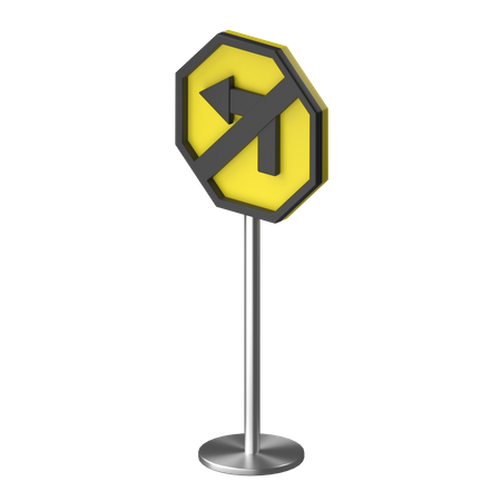 No Left Turn  3D Illustration