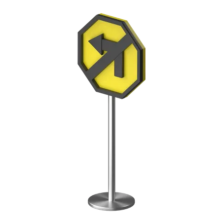 No Left Turn  3D Illustration