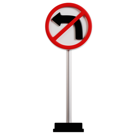 No Left Turn Sign  3D Icon