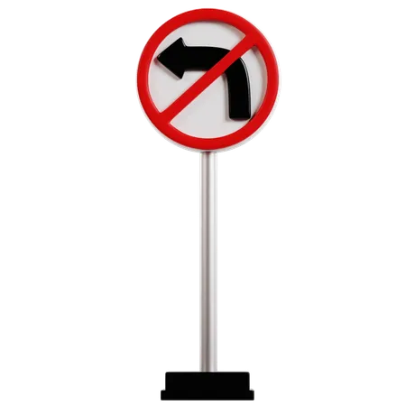 No Left Turn Sign  3D Icon