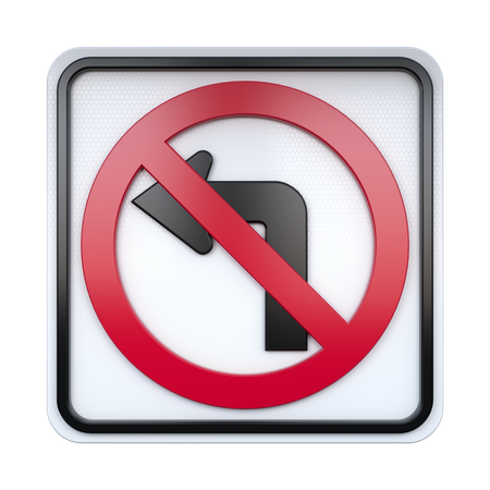 No Left Turn Sign  3D Icon