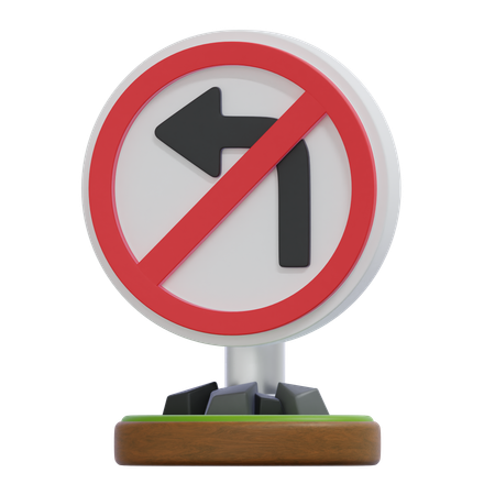 NO LEFT TURN SIGN  3D Icon