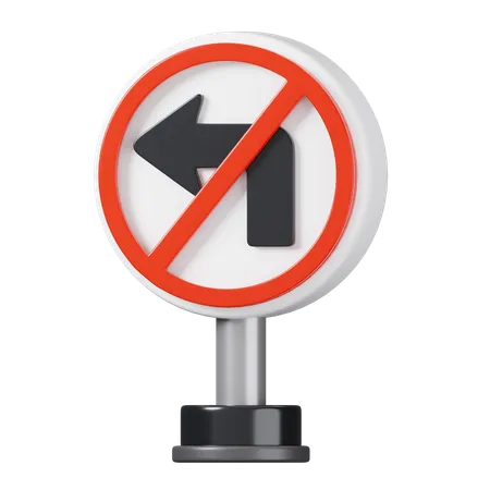 No Left Turn Sign  3D Icon